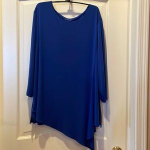 Off set symmetry blue tag less ultimate tee by Chicos in blue